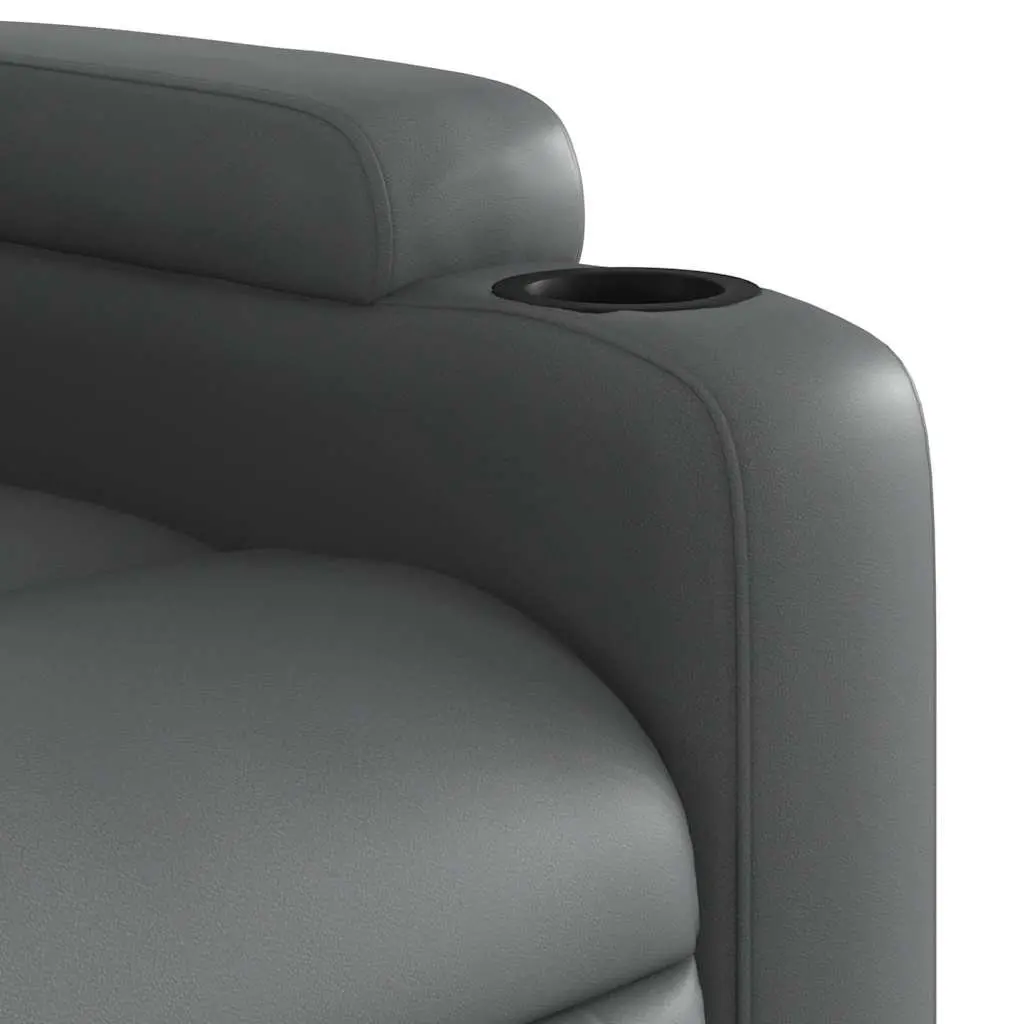 Electric Massage Recliner Chair Power Lift Function 135 Degrees Grey Faux Leather