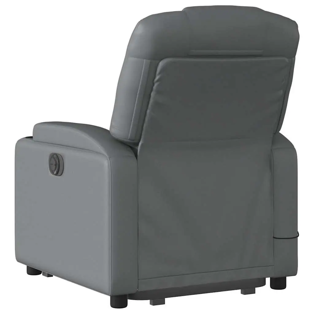 Electric Massage Recliner Chair Power Lift Function 135 Degrees Grey Faux Leather