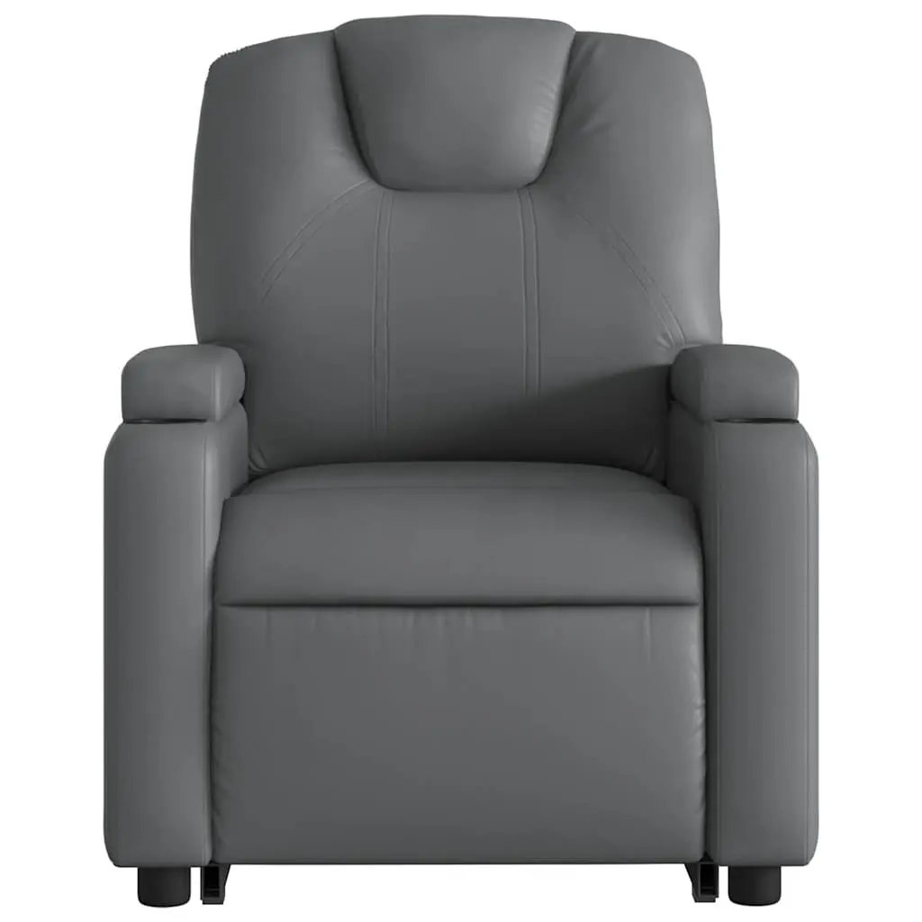Electric Massage Recliner Chair Power Lift Function 135 Degrees Grey Faux Leather