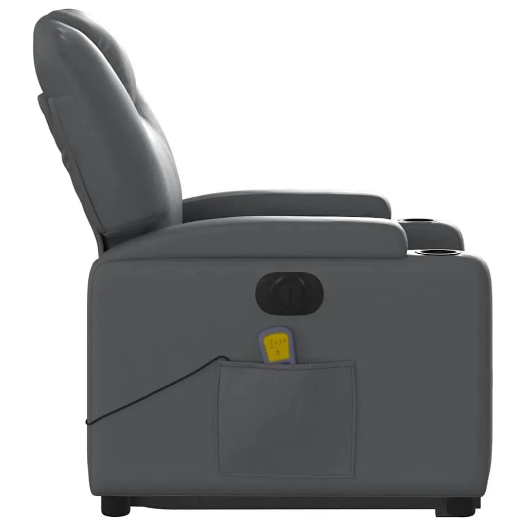 Electric Massage Recliner Chair Power Lift Function 135 Degrees Grey Faux Leather