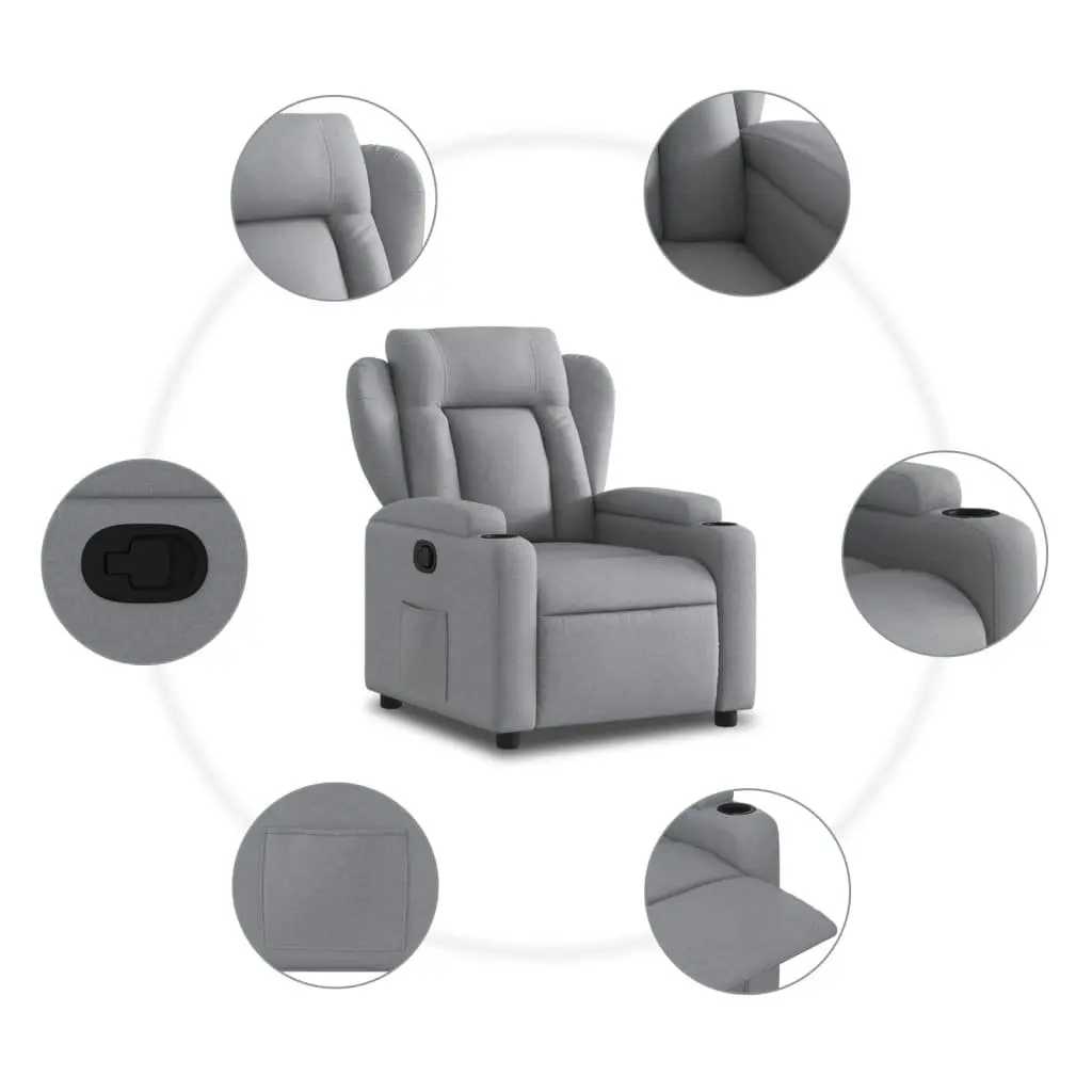 Recliner Chair Manual Reclining Armchair Light Grey