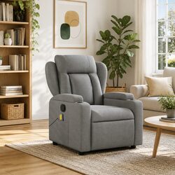 Warm and Cozy Grey Fabric Massage Recliner Chair