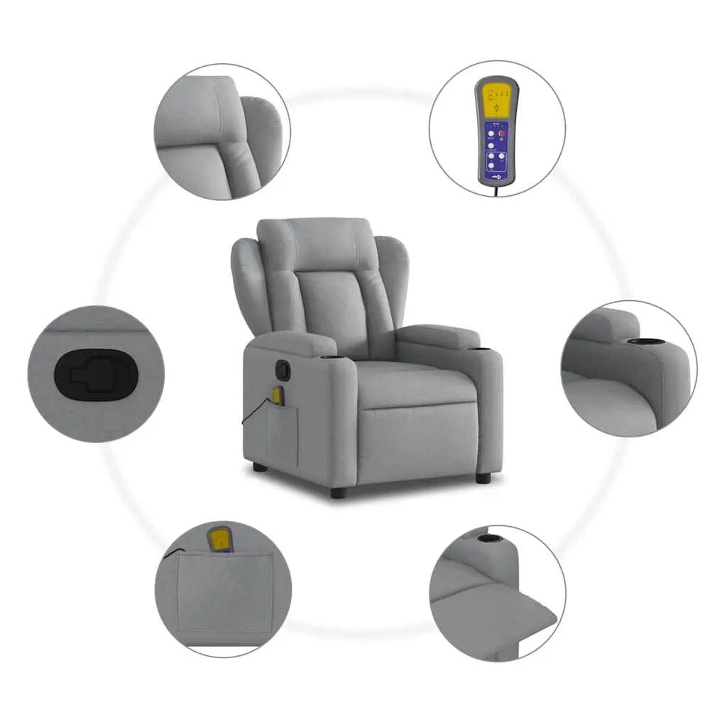 Massage Recliner Chair Manual Recline Vibration Therapy Grey Fabric