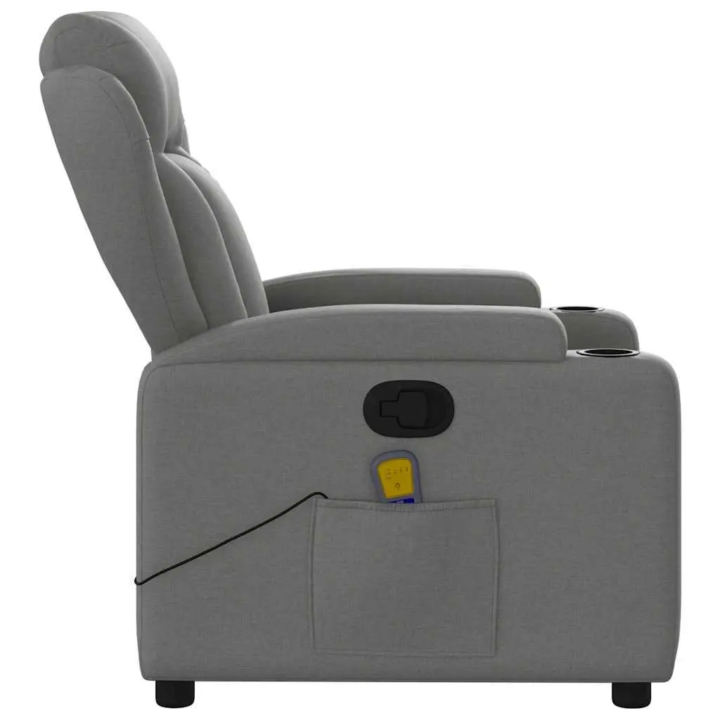 Massage Recliner Chair Grey Fabric Manual Reclining Armchair with Vibration 6