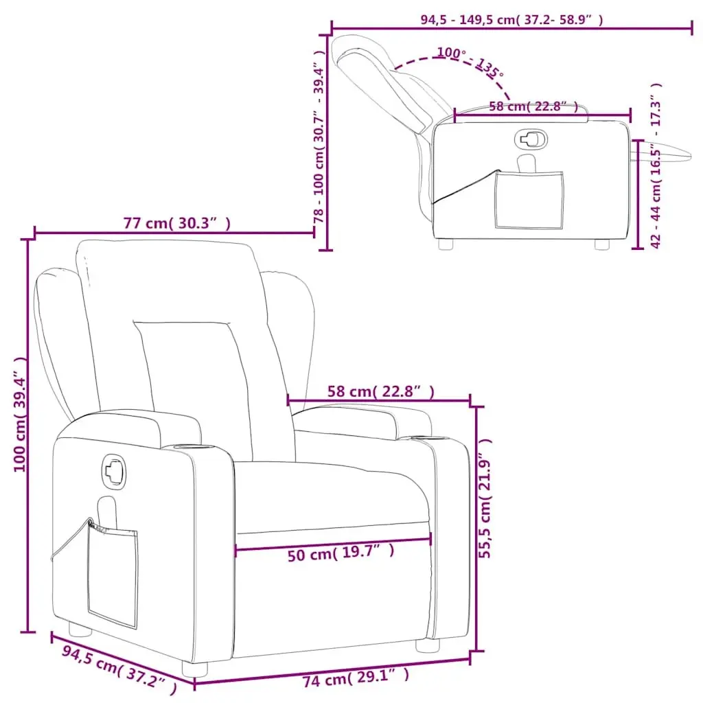 Massage Recliner Chair Manual Recline Vibration 6 Points Cream Fabric