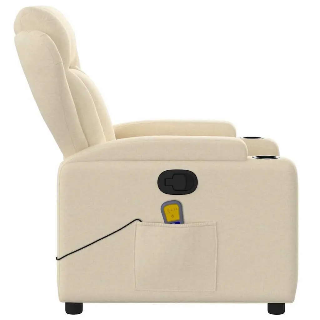 Massage Recliner Chair Manual Recline Vibration 6 Points Cream Fabric