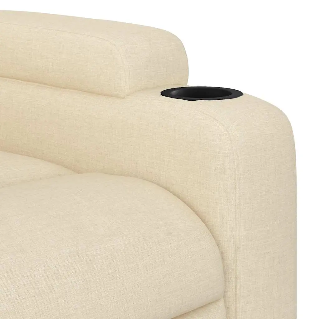 Massage Recliner Chair Manual Recline Vibration 6 Points Cream Fabric