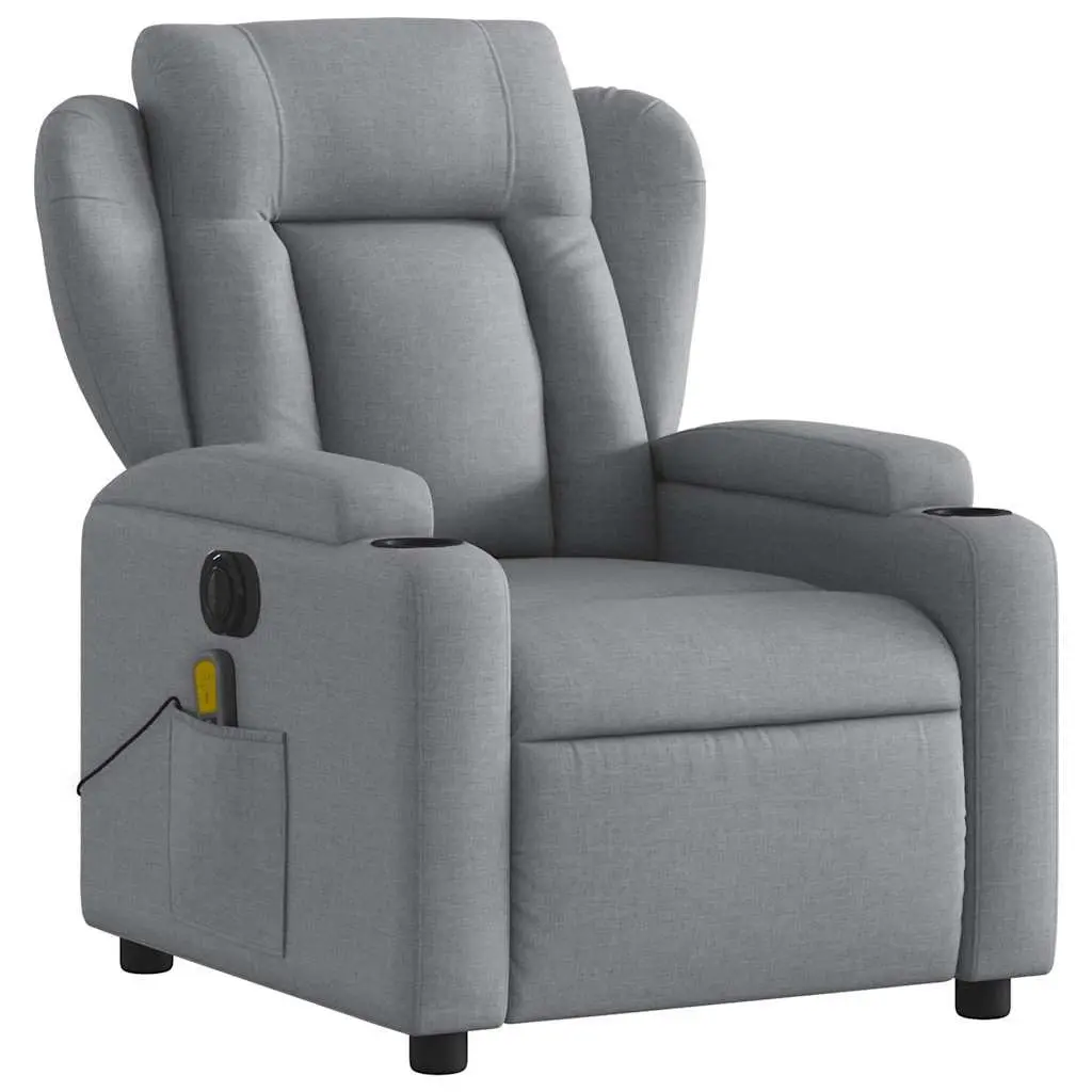 Electric Massage Recliner Chair Grey Fabric Armchair Adjustable Footrest