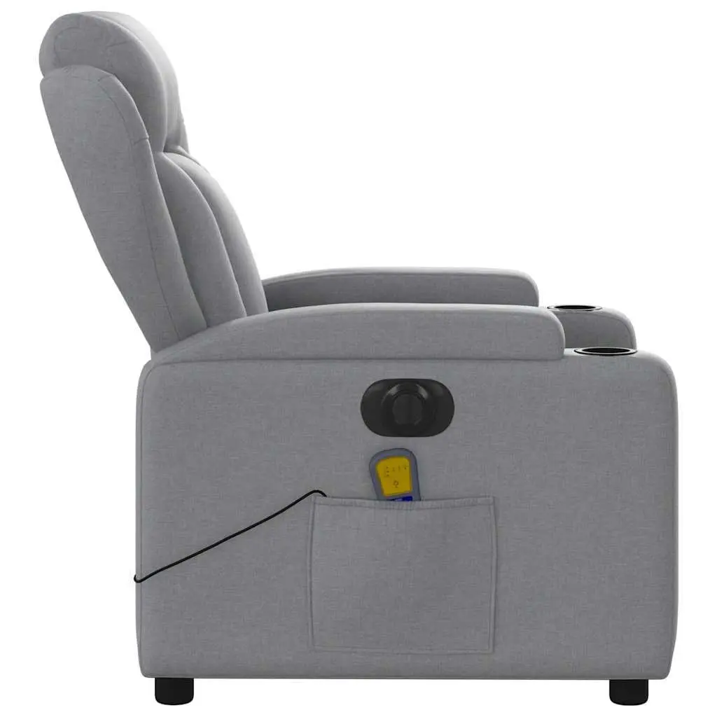 Electric Massage Recliner Chair Grey Fabric Armchair Adjustable Footrest