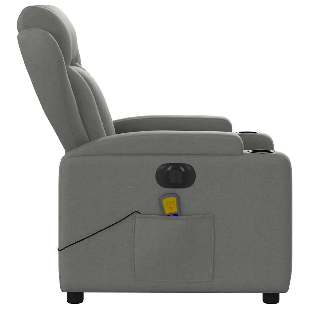Electric Massage Recliner Chair Grey Fabric with Footrest Adjustment
