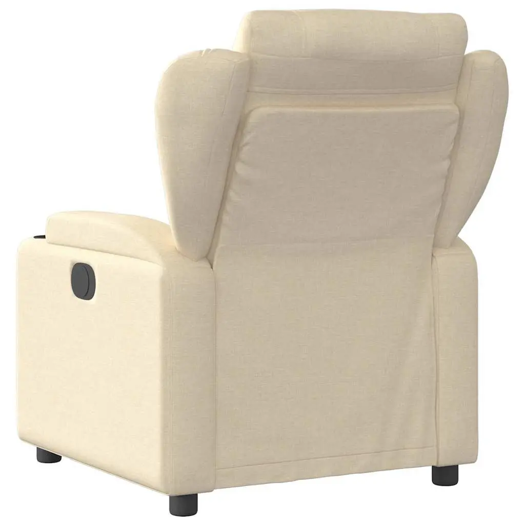 Electric Massage Recliner Chair Cream Fabric Armchair Lounge Seat Adjustable