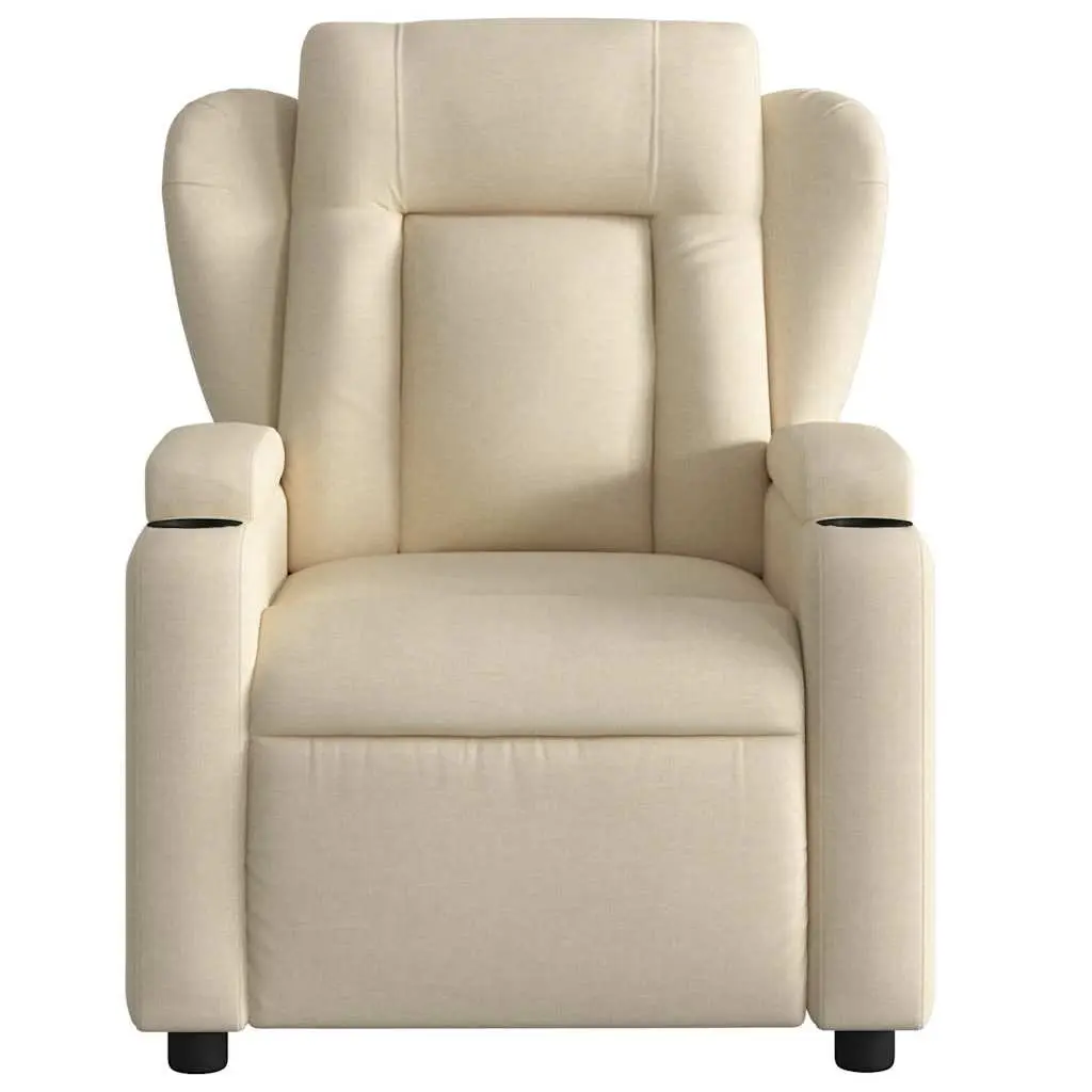 Electric Massage Recliner Chair Cream Fabric Armchair Lounge Seat Adjustable