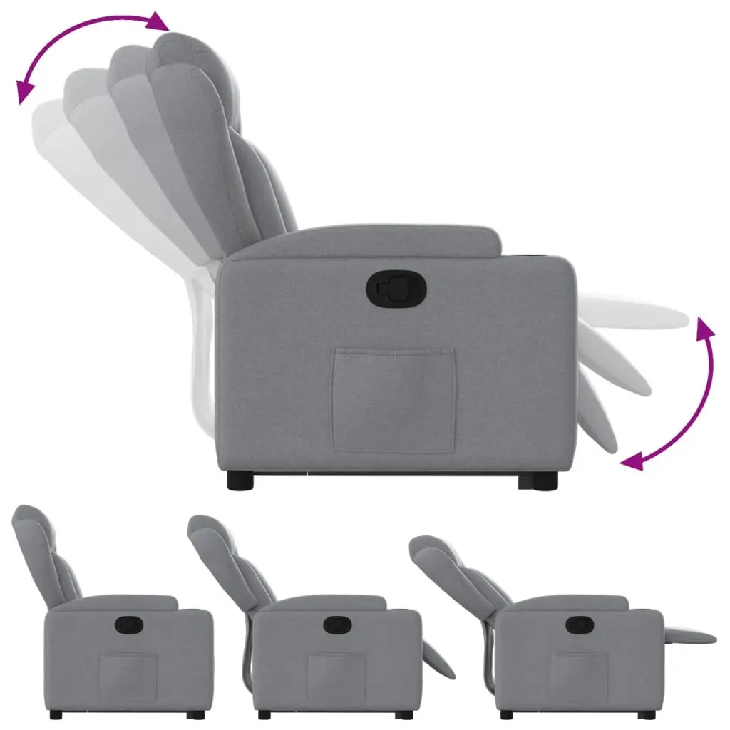 Stand Up Recliner Chair Grey Fabric Electric Power Lift Elderly Armchair