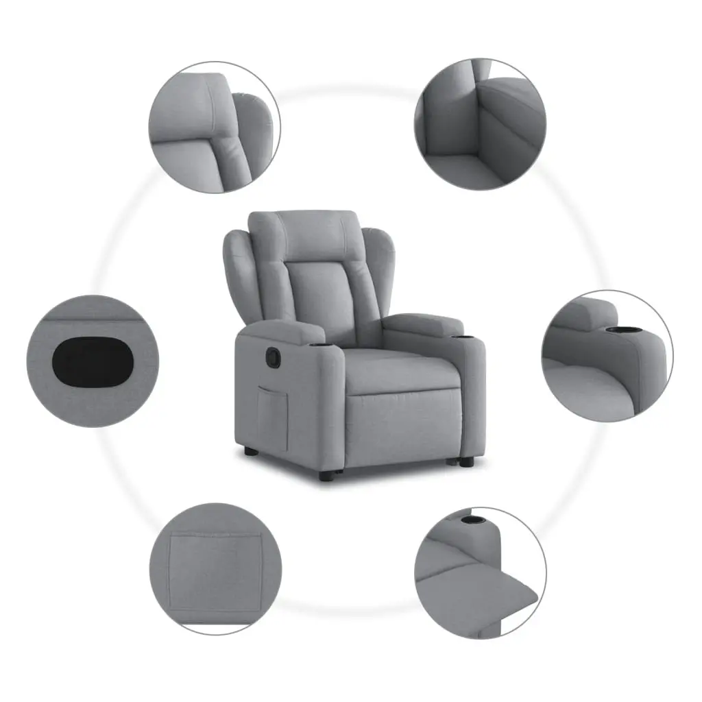 Stand Up Recliner Chair Grey Fabric Electric Power Lift Elderly Armchair