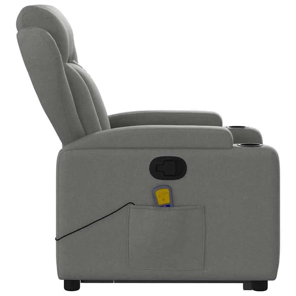 Stand Up Massage Recliner Chair Grey Fabric Power Lift Manual Recline Armchair