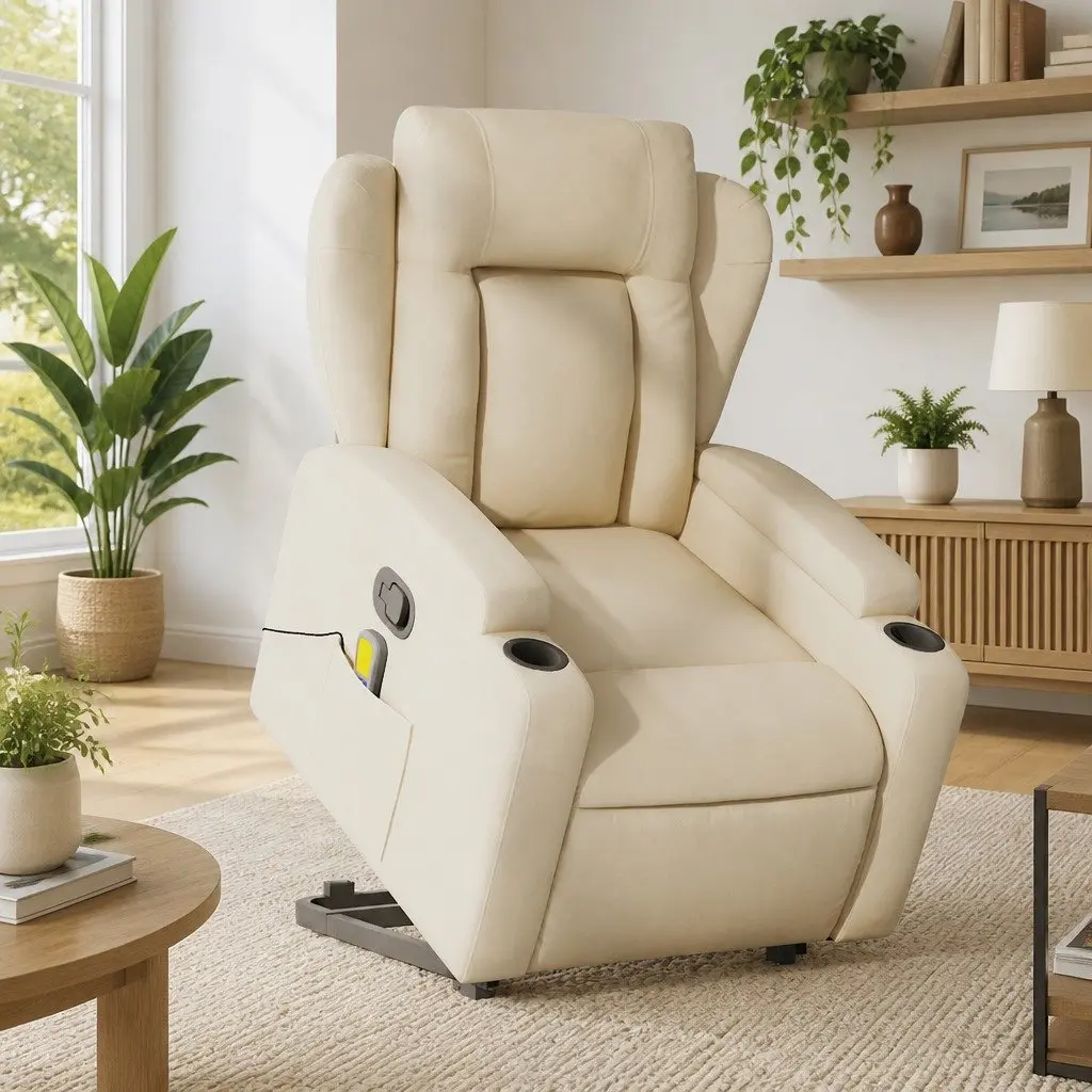 Cream Massage Recliner Chair for Relaxation