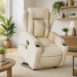 Comfortable Cream Massage Recliner Chair for Relaxation