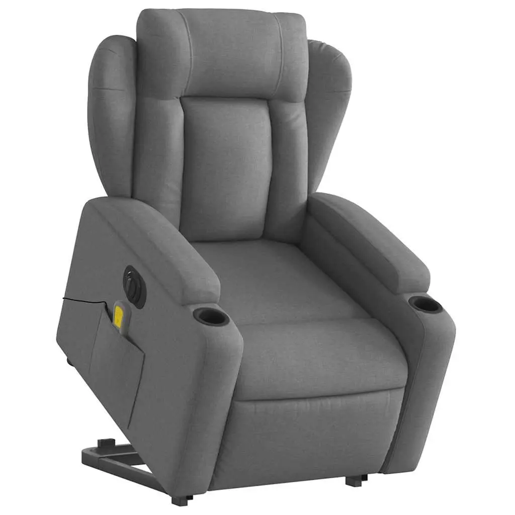 Electric Massage Recliner Chair Power Lift Adjustable Backrest Grey Fabric