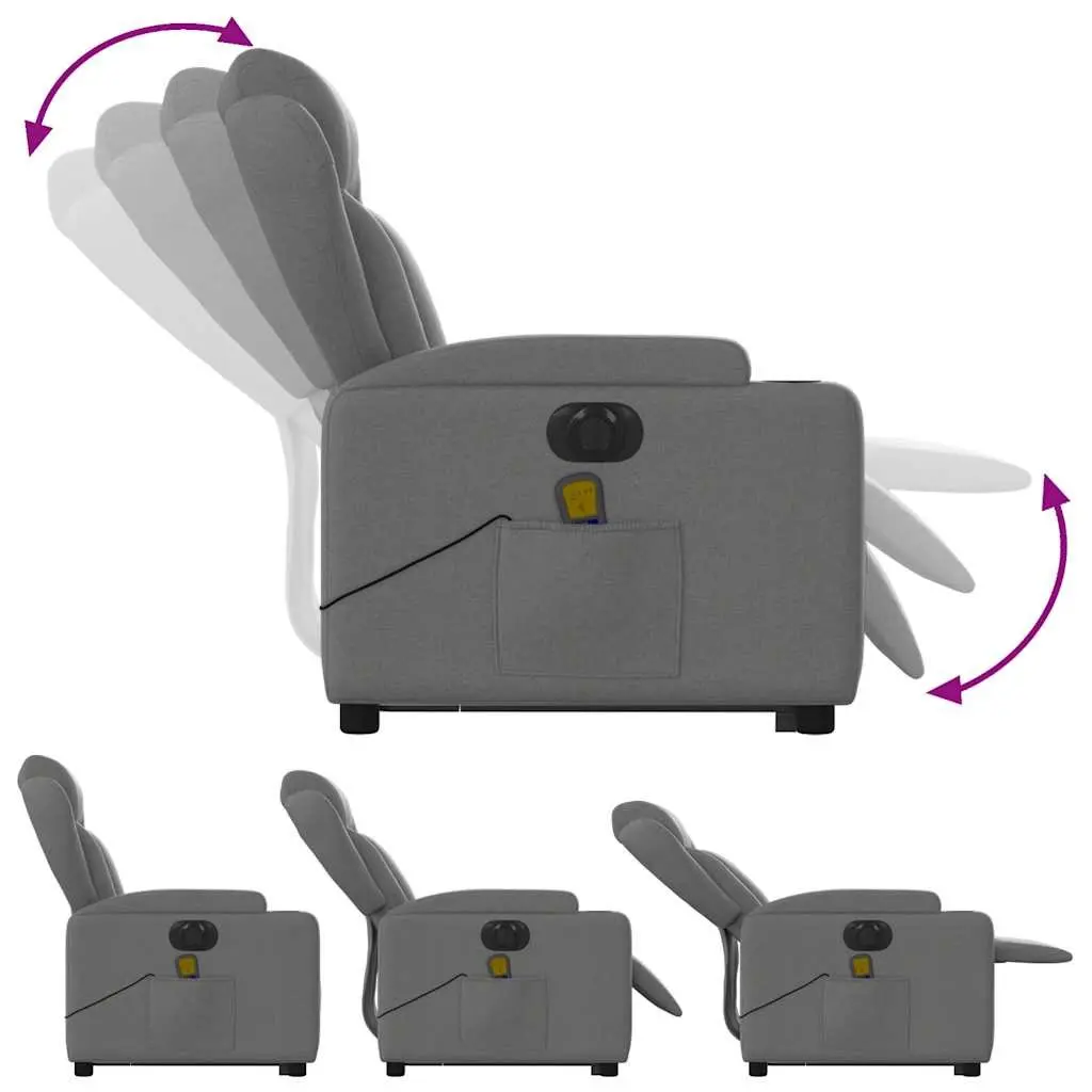 Electric Massage Recliner Chair Power Lift Adjustable Backrest Grey Fabric