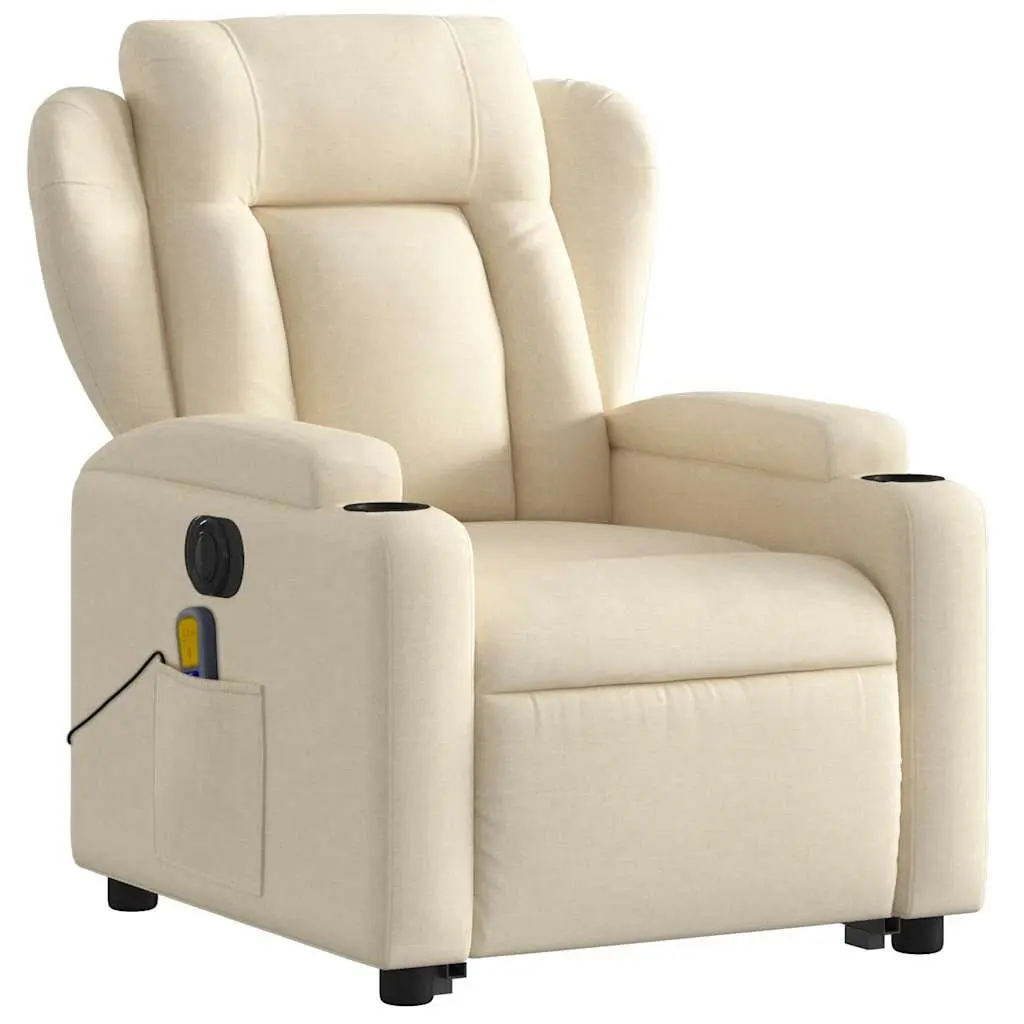 Electric Massage Recliner Chair Power Lift Recline Cream Fabric