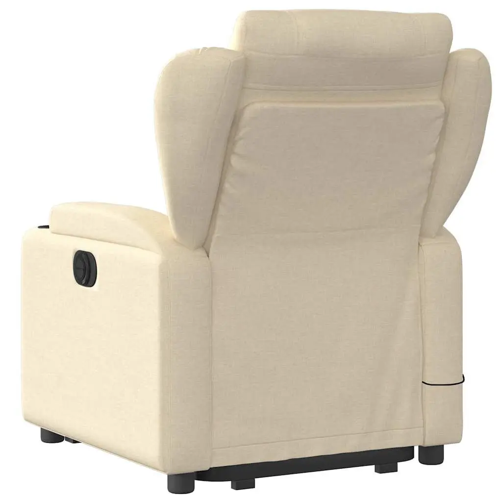 Electric Massage Recliner Chair Power Lift Recline Cream Fabric
