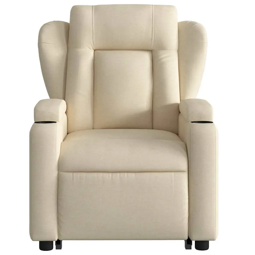 Electric Massage Recliner Chair Power Lift Recline Cream Fabric