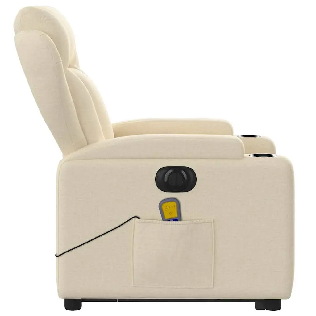 Electric Massage Recliner Chair Power Lift Recline Cream Fabric