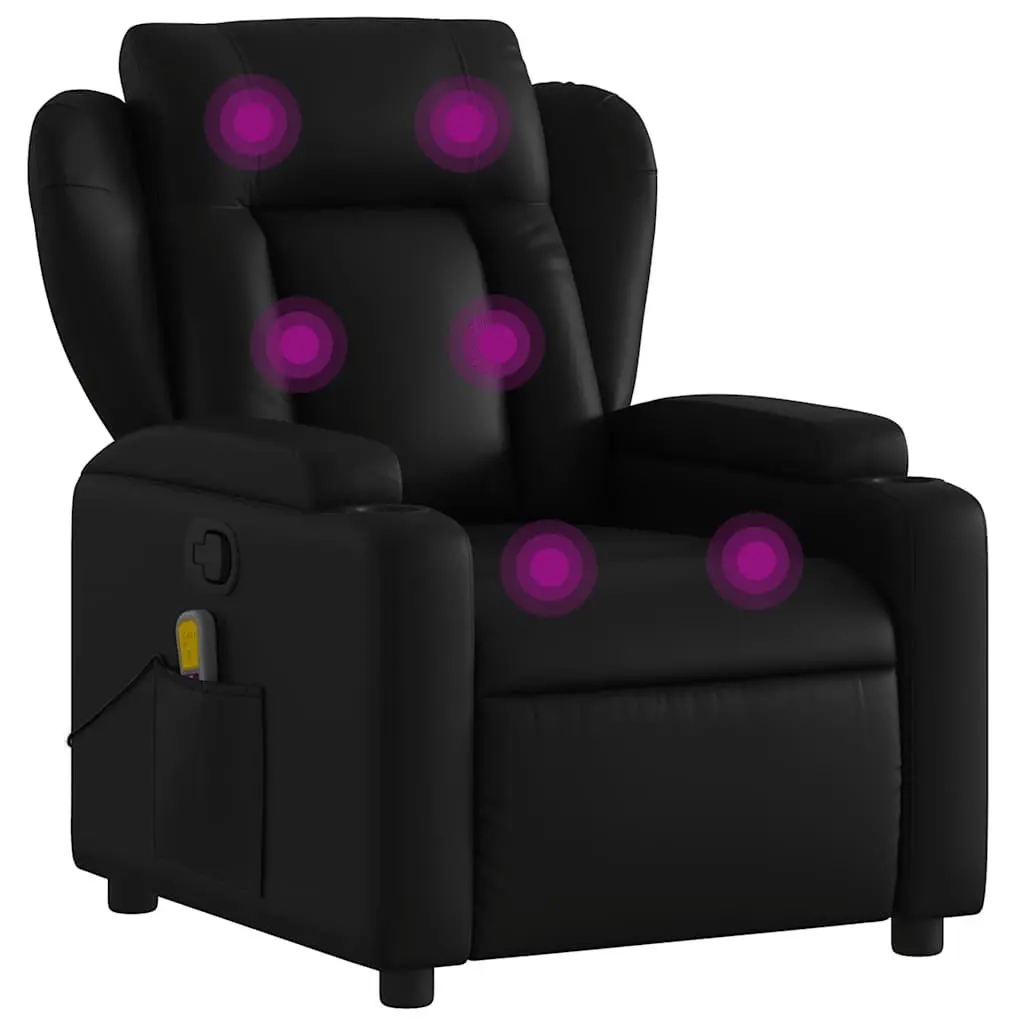 Black Faux Leather Massage Recliner Chair