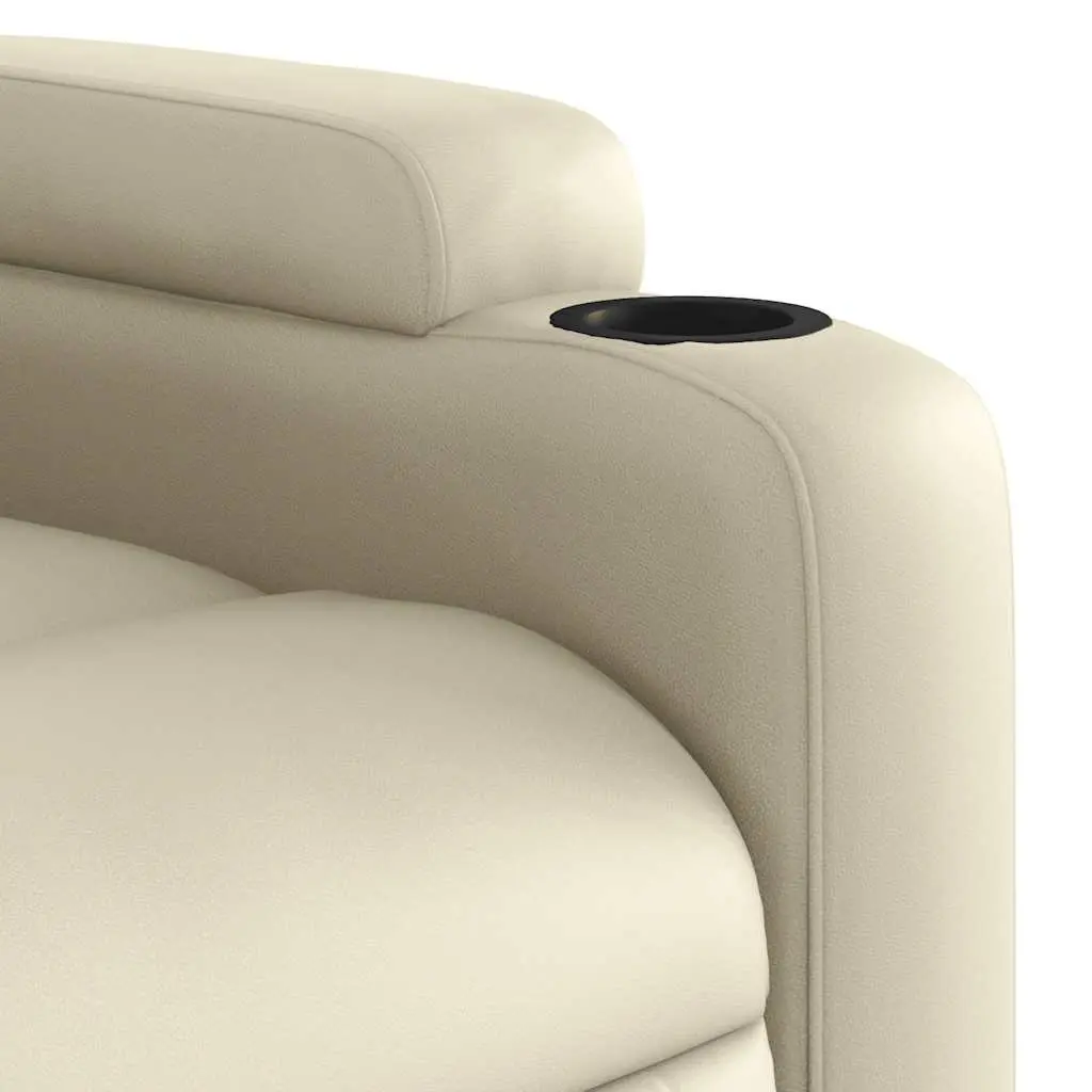 Massage Recliner Chair Manual Reclining Cream Faux Leather 6 Massage Points