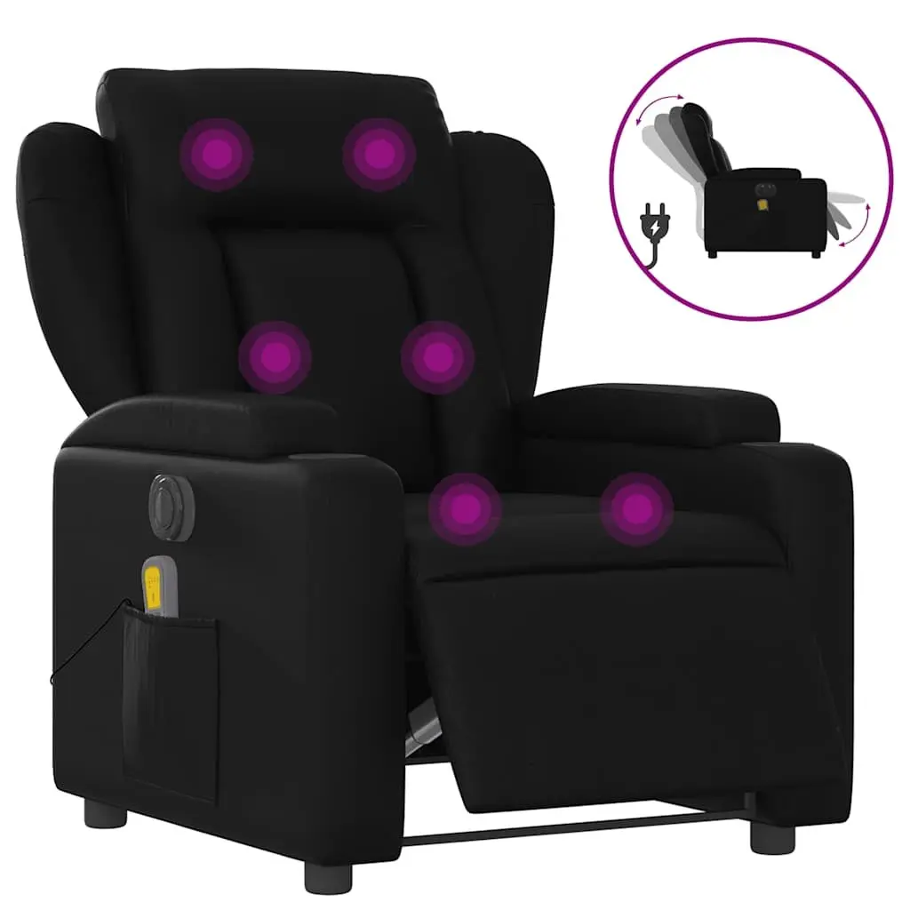 Electric Massage Recliner Chair Vibration Function 135 Degrees Black Faux Leather