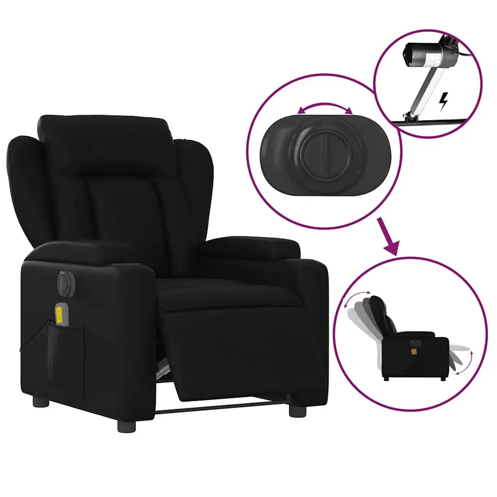 Electric Massage Recliner Chair Vibration Function 135 Degrees Black Faux Leather
