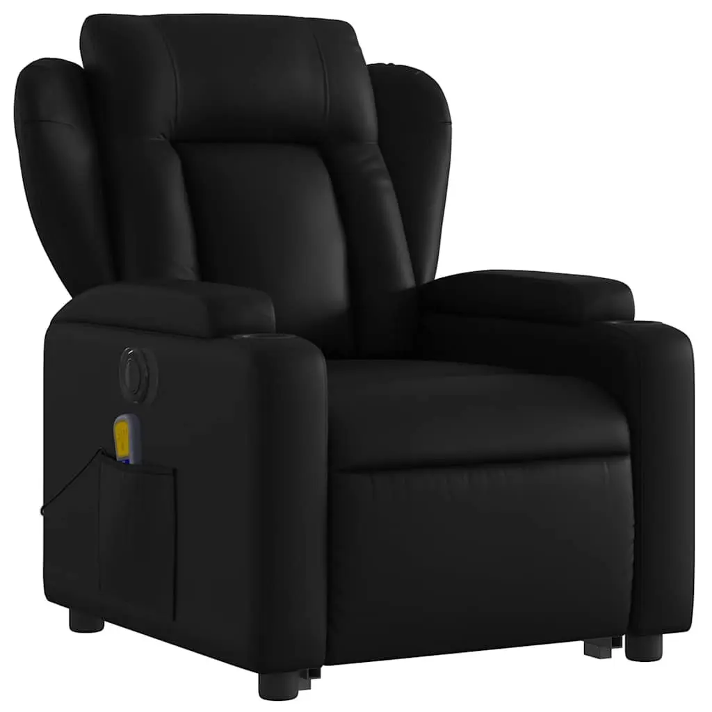 Electric Massage Recliner Chair Lift Function 135 Degrees Black Faux Leather