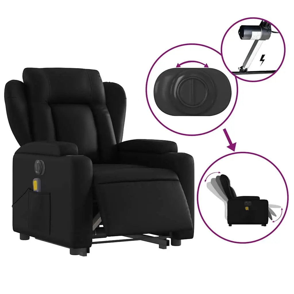 Electric Massage Recliner Chair Lift Function 135 Degrees Black Faux Leather