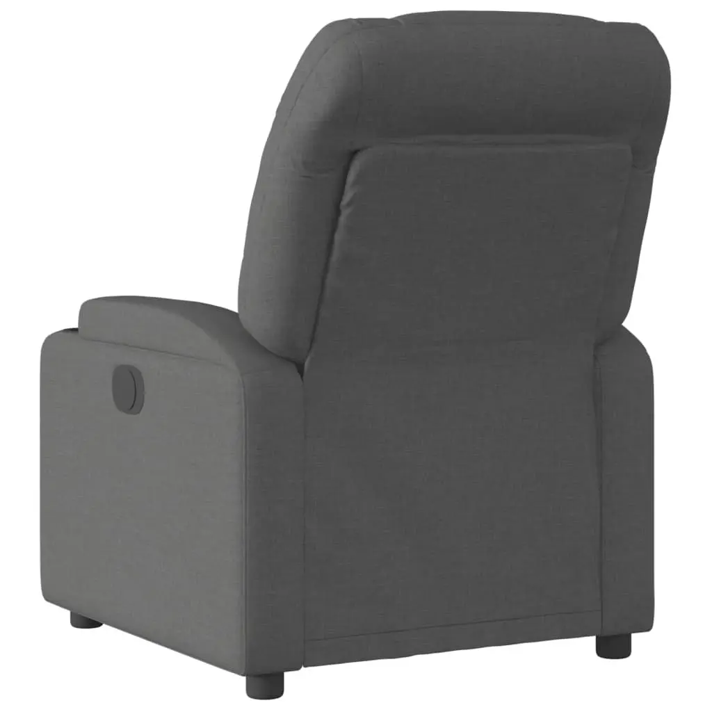 Recliner Chair Manual Reclining Grey Fabric Armchair with Cup Holders Side