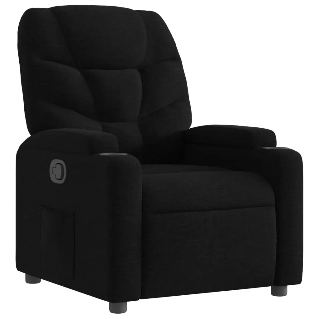 Recliner Chair Black Fabric Manual Reclining Armchair Lounge Seat Cup Holders