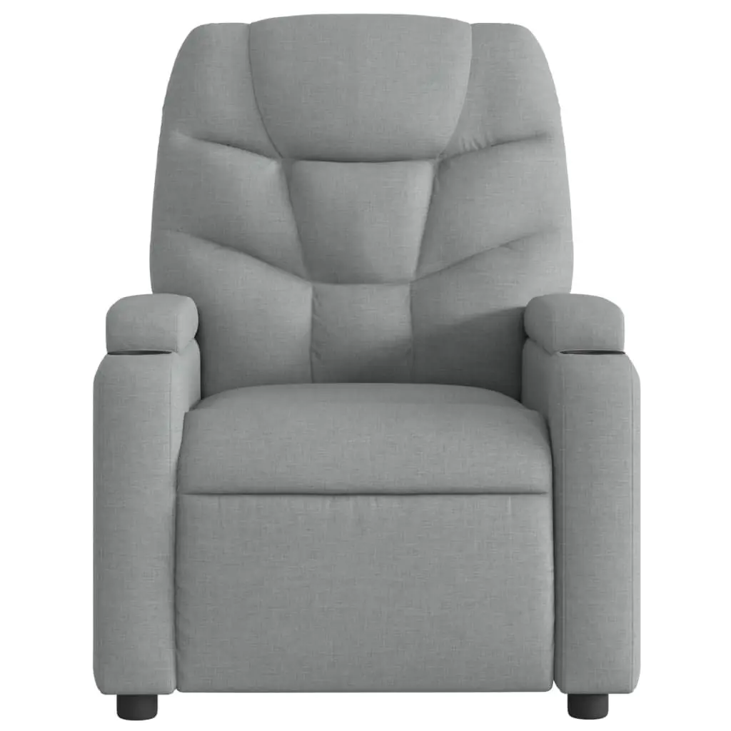 Recliner Chair Massage Vibration Adjustable Footrest Grey Fabric Manual Armchair
