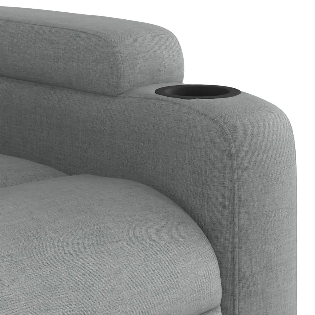Recliner Chair Massage Vibration Adjustable Footrest Grey Fabric Manual Armchair