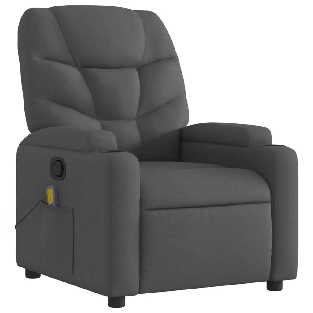 Massage Recliner Chair Vibration 6 Points Manual Recline Grey Fabric