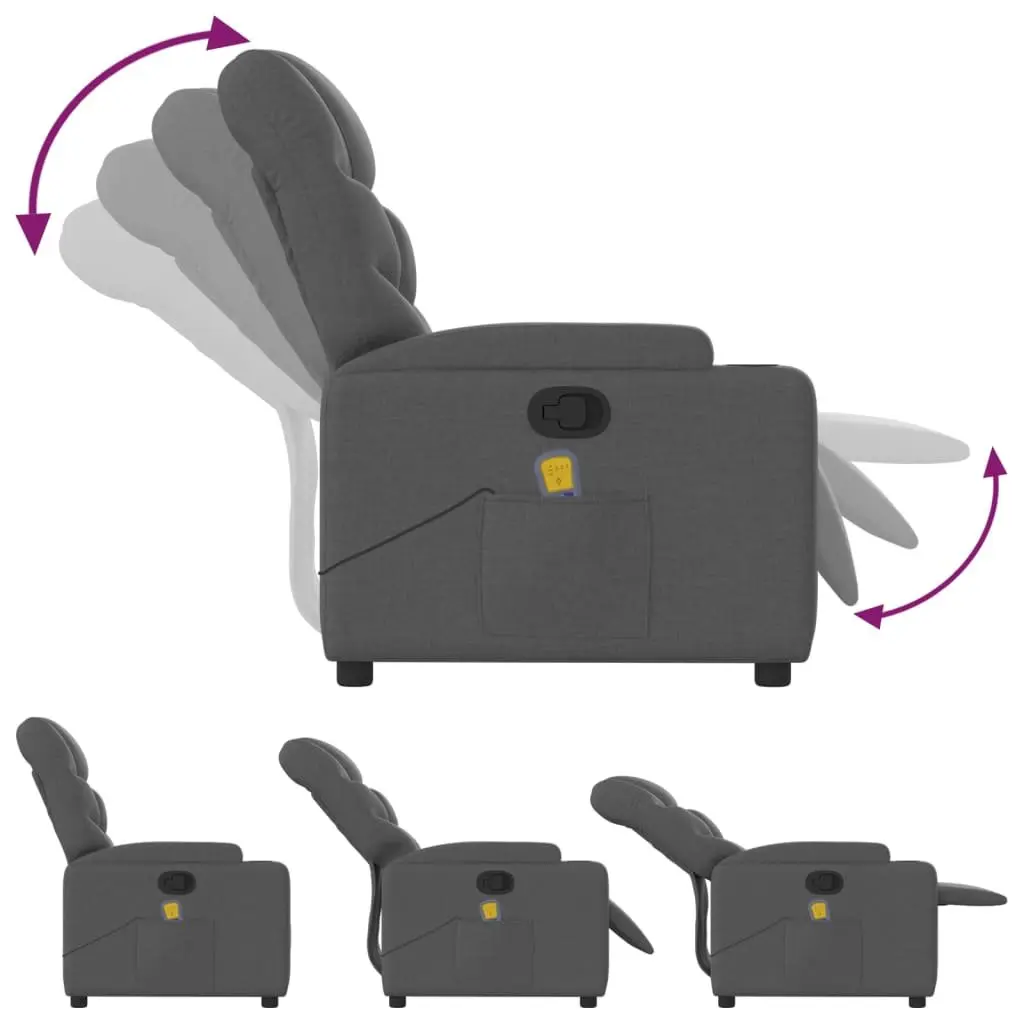 Massage Recliner Chair Vibration 6 Points Manual Recline Grey Fabric