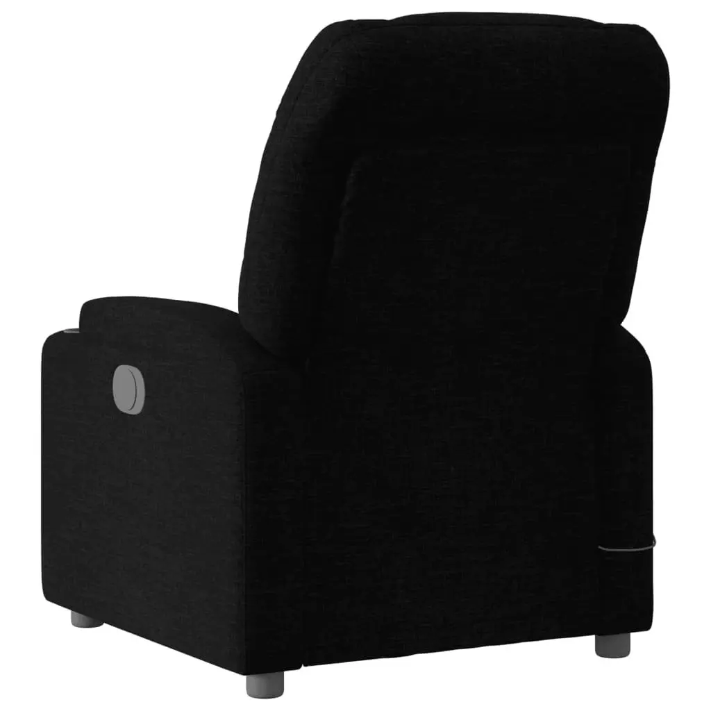 Recliner Chair Massage Manual Vibration Black Fabric Adjustable Armchair