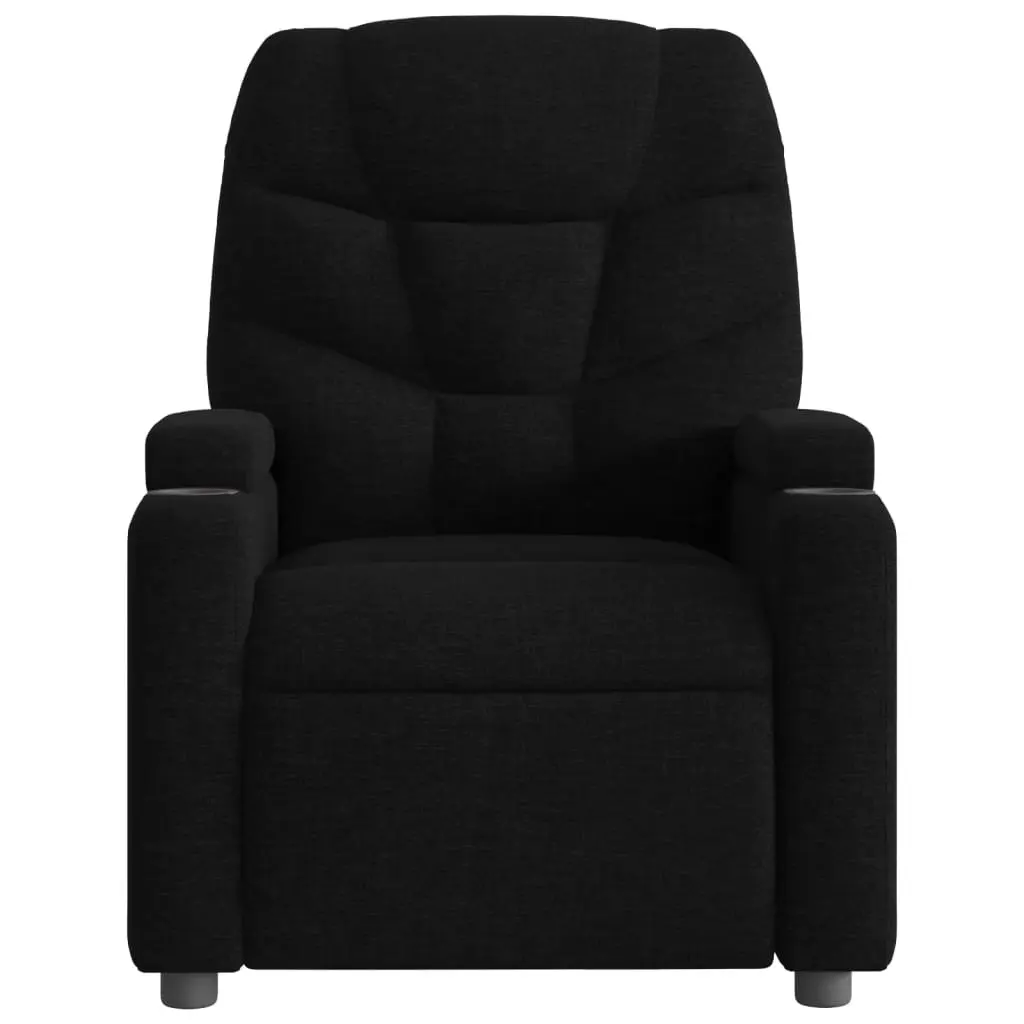 Recliner Chair Massage Manual Vibration Black Fabric Adjustable Armchair