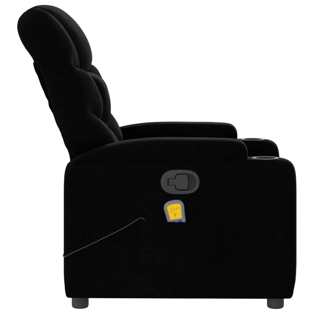 Recliner Chair Massage Manual Vibration Black Fabric Adjustable Armchair