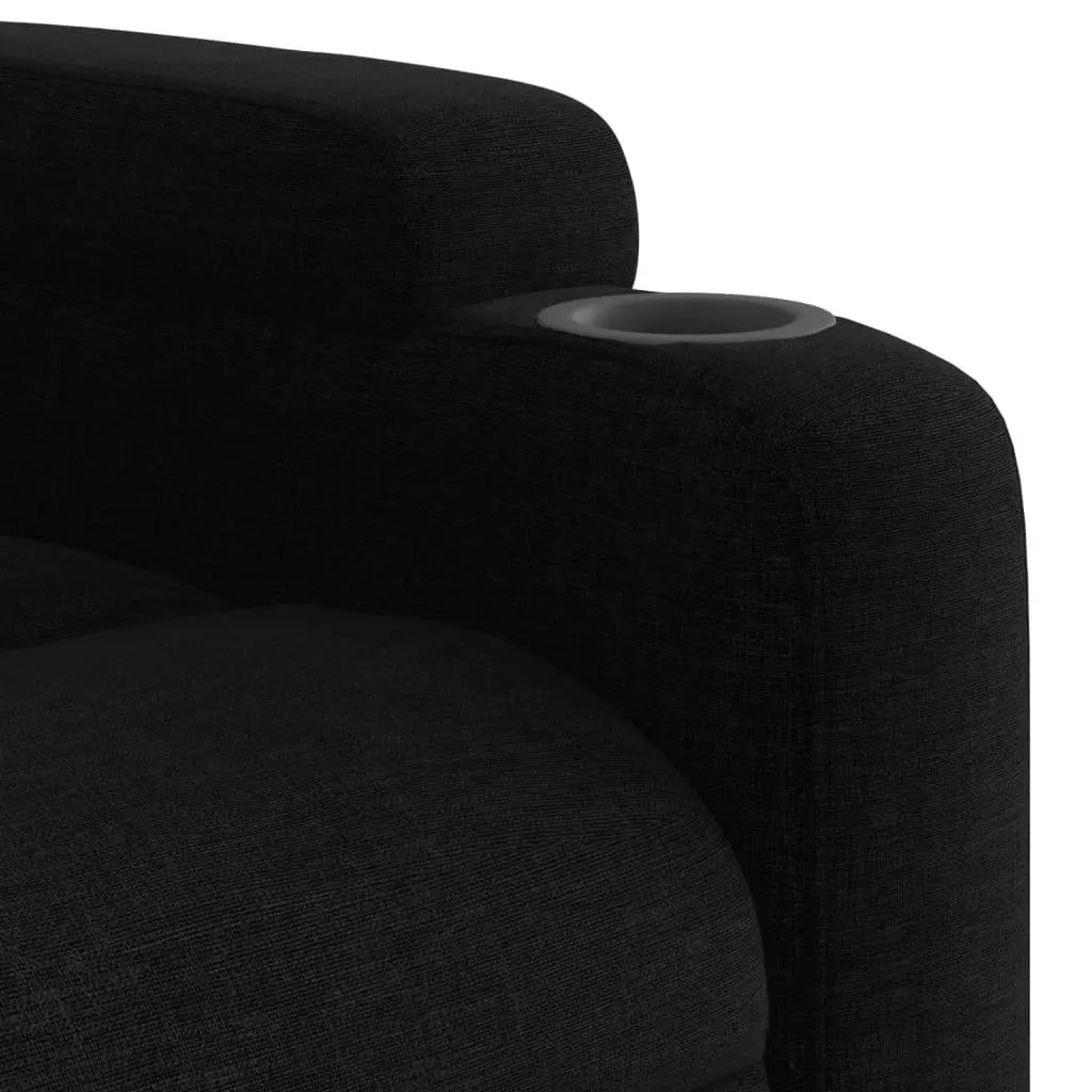 Recliner Chair Massage Manual Vibration Black Fabric Adjustable Armchair