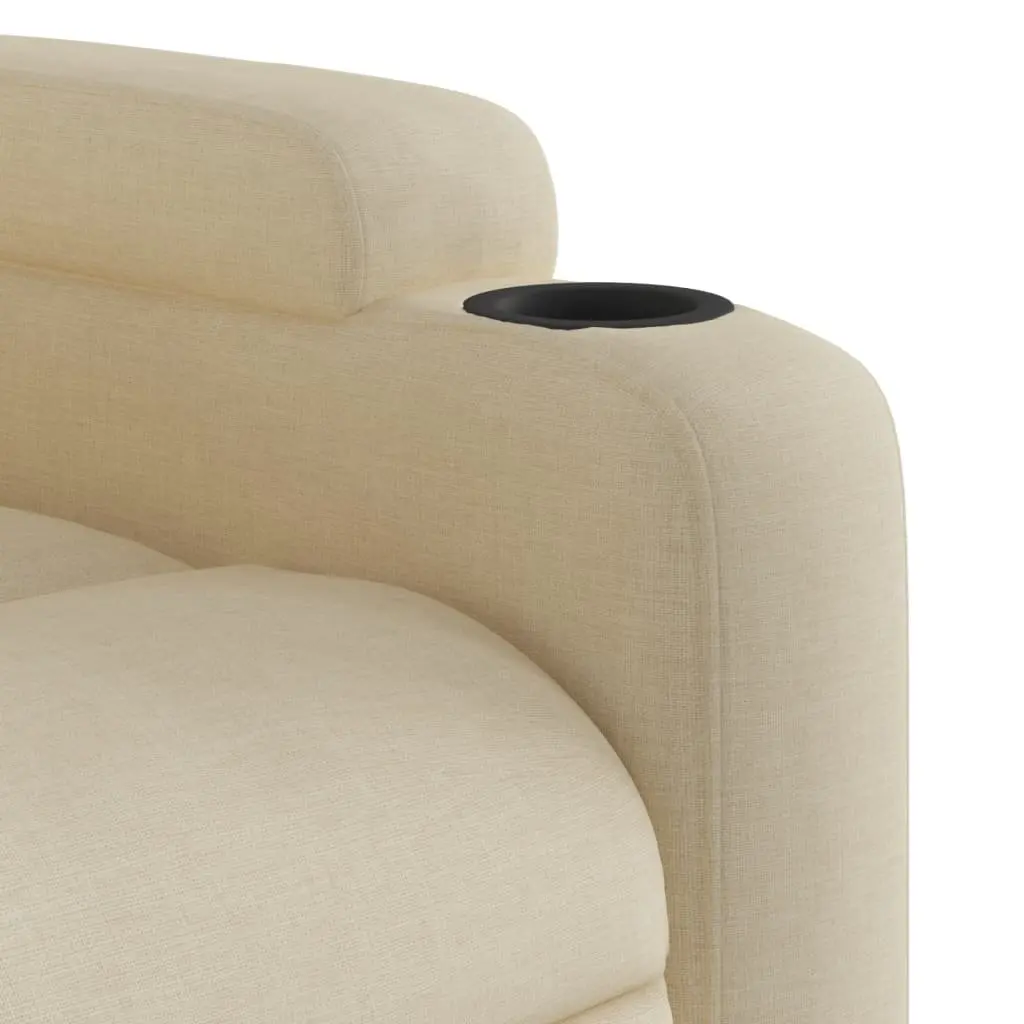 Massage Recliner Chair Cream Fabric Manual Recline Vibration 6 Points Armchair
