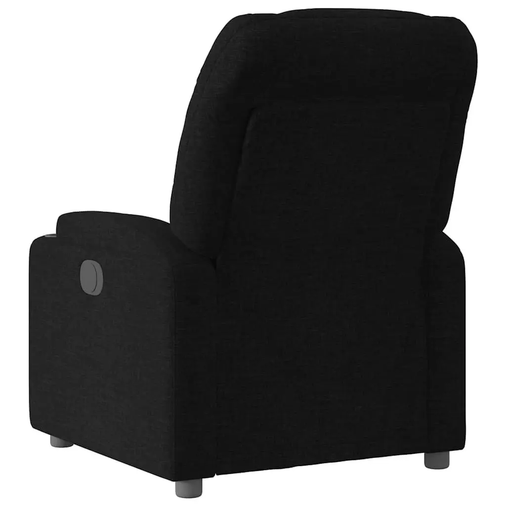 Electric Recliner Chair Black Fabric Armchair with Cup Holders Footrest