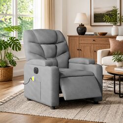 Comfortable Grey Fabric Electric Massage Recliner Chair