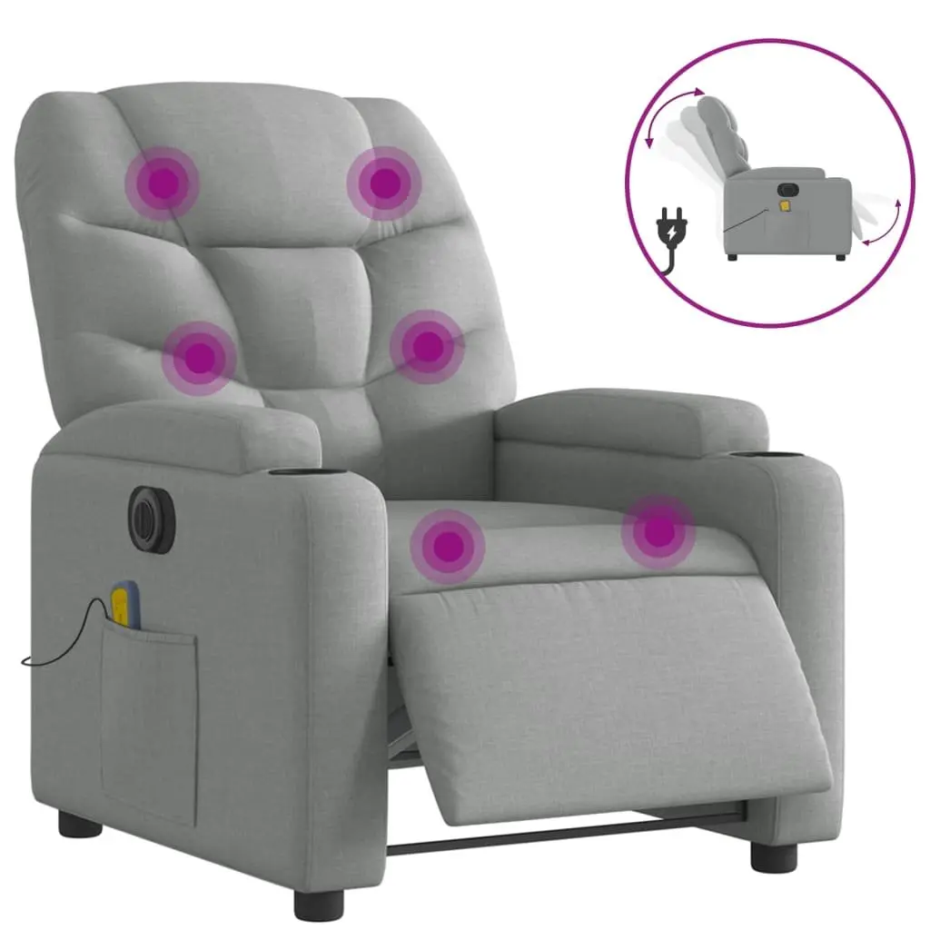 Grey Fabric Electric Massage Recliner Chair