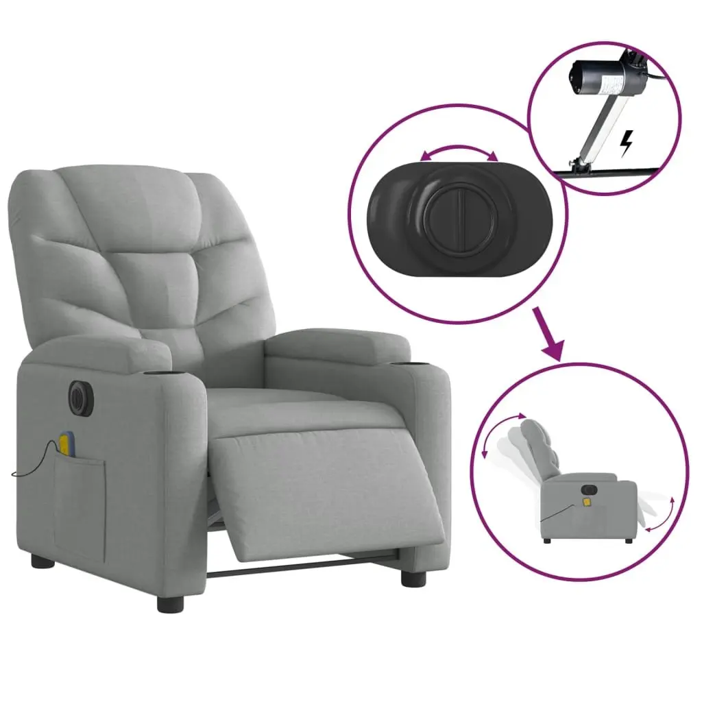 Grey Fabric Electric Massage Recliner Chair