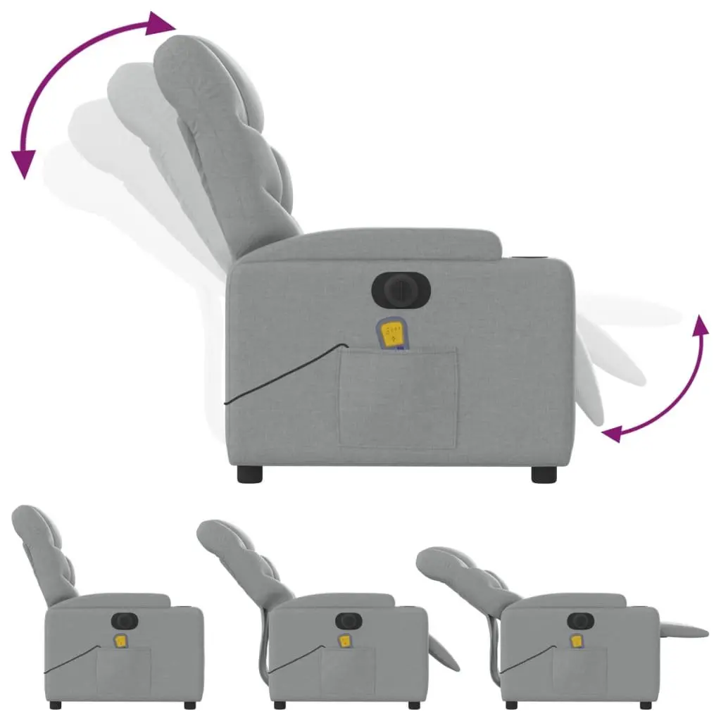 Grey Fabric Electric Massage Recliner Chair
