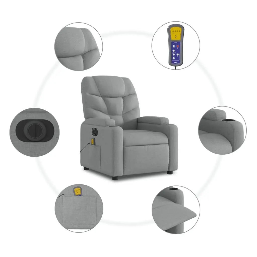 Grey Fabric Electric Massage Recliner Chair